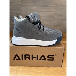 Airhas Women Winter Boots Ankle Waterproof Lace Up Booties Sz 8 grey